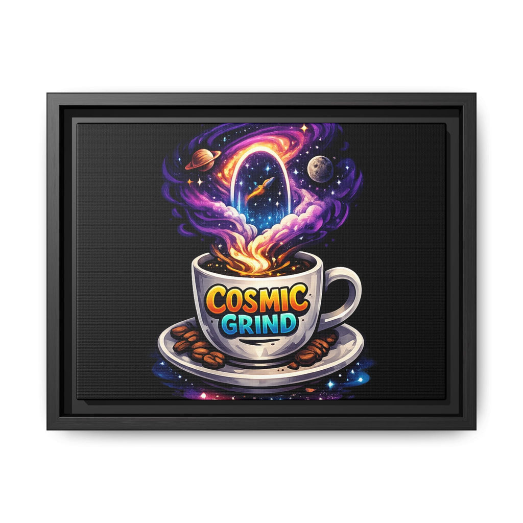 Cosmic Grind Coffee Canvas Art – Framed Space Coffee Wall Decor Printify