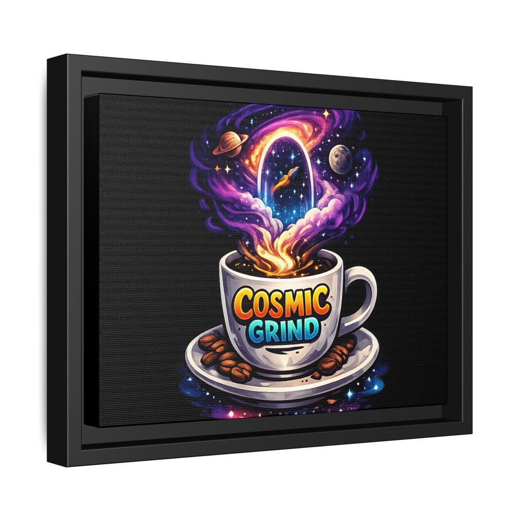 Cosmic Grind Coffee Canvas Art – Framed Space Coffee Wall Decor Printify