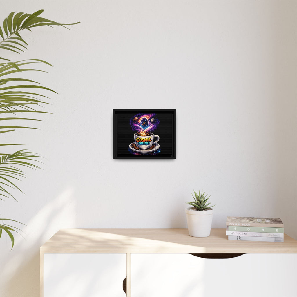 Cosmic Grind Coffee Canvas Art – Framed Space Coffee Wall Decor Printify
