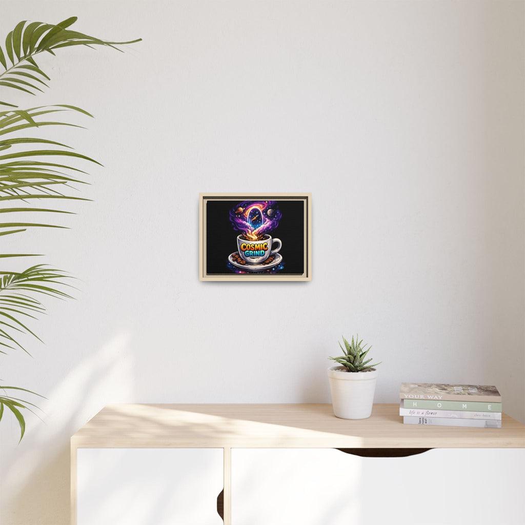 Cosmic Grind Coffee Canvas Art – Framed Space Coffee Wall Decor Printify