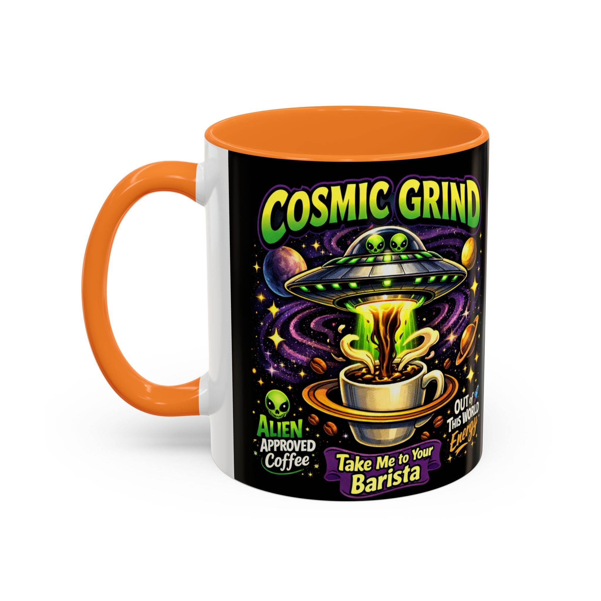 Cosmic Grind Coffee Mug — "Alien Approved" Colorful 11/15oz Ceramic Printify
