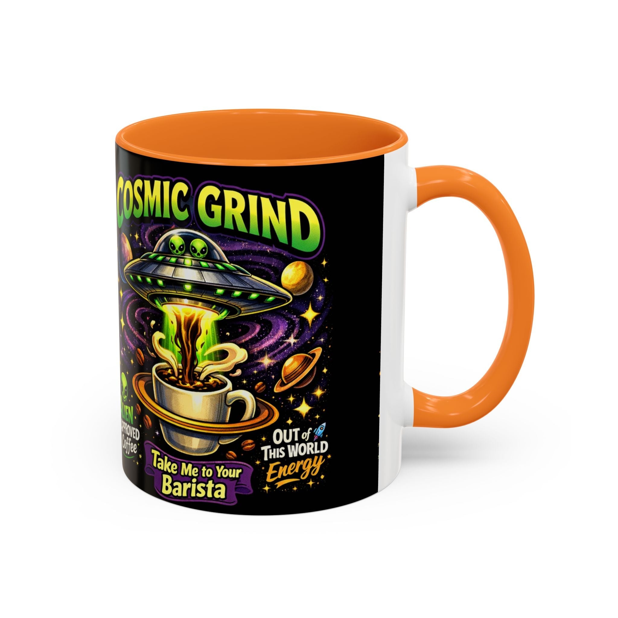 Cosmic Grind Coffee Mug — "Alien Approved" Colorful 11/15oz Ceramic Printify