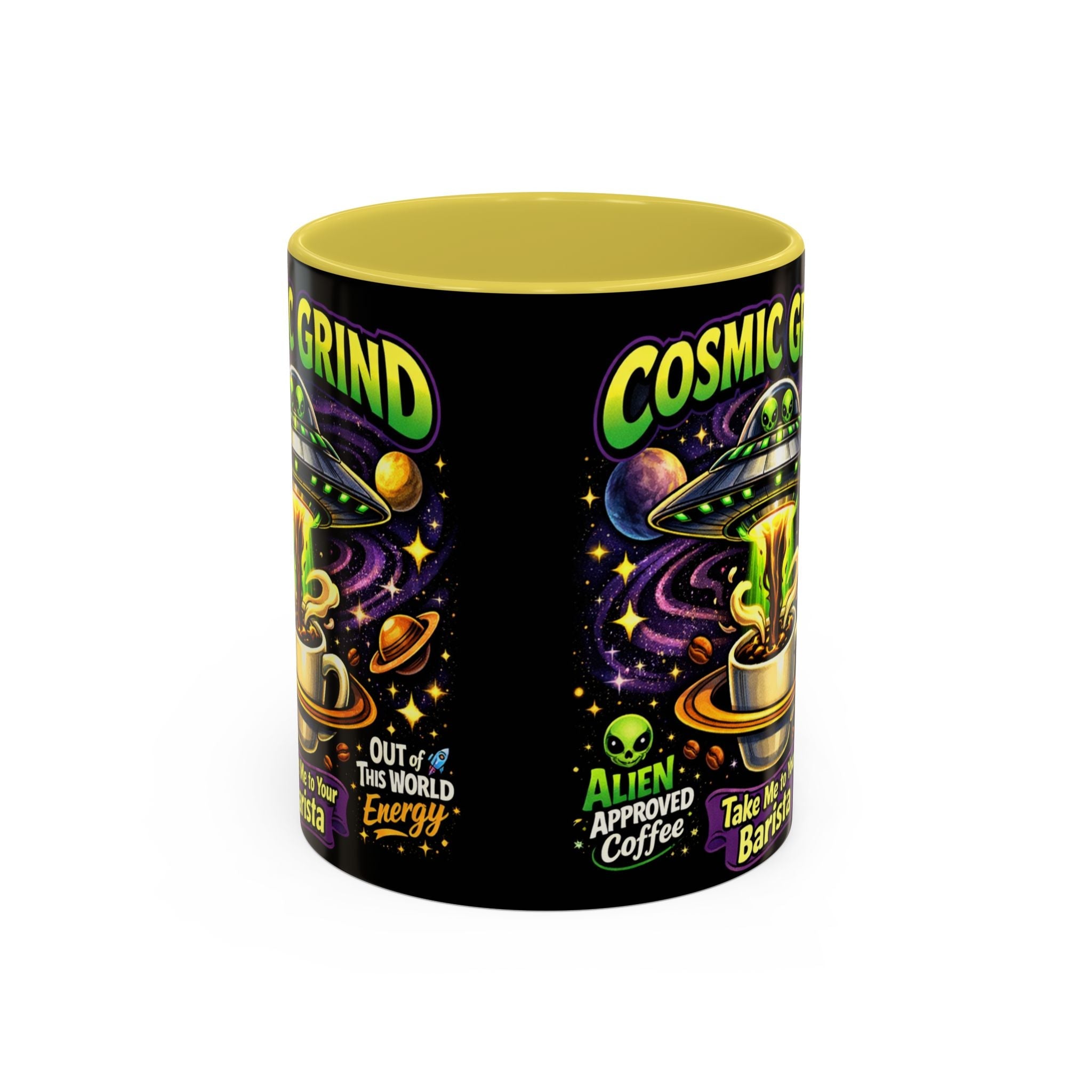 Cosmic Grind Coffee Mug — "Alien Approved" Colorful 11/15oz Ceramic Printify