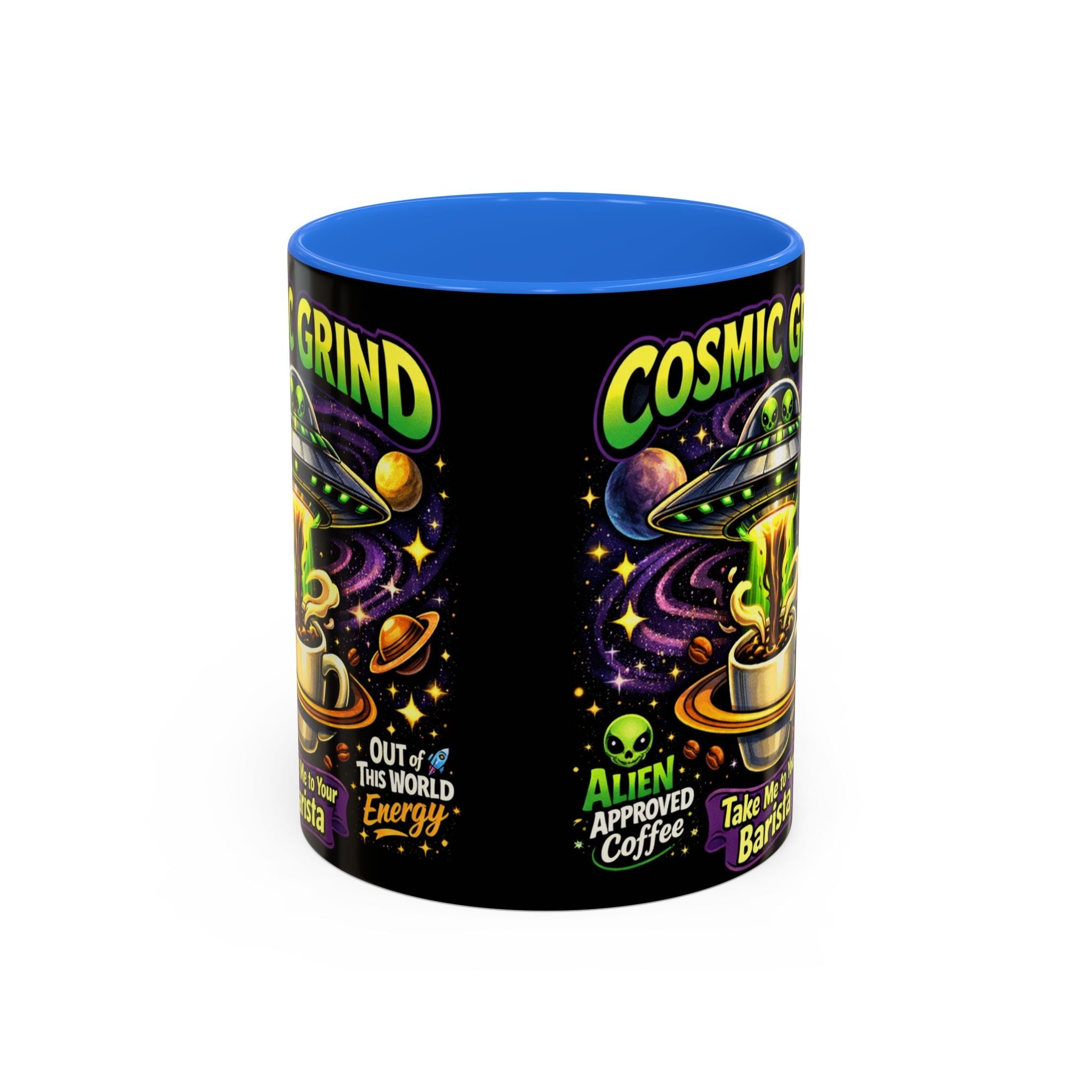 Cosmic Grind Coffee Mug — "Alien Approved" Colorful 11/15oz Ceramic Printify