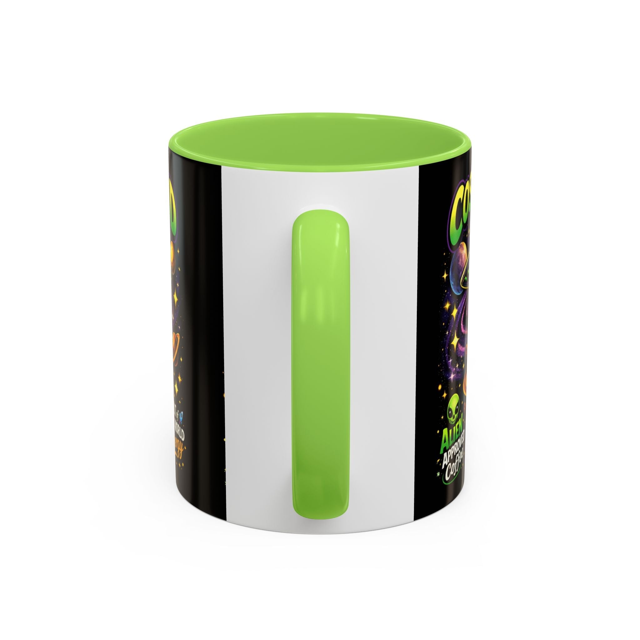 Cosmic Grind Coffee Mug — "Alien Approved" Colorful 11/15oz Ceramic Printify