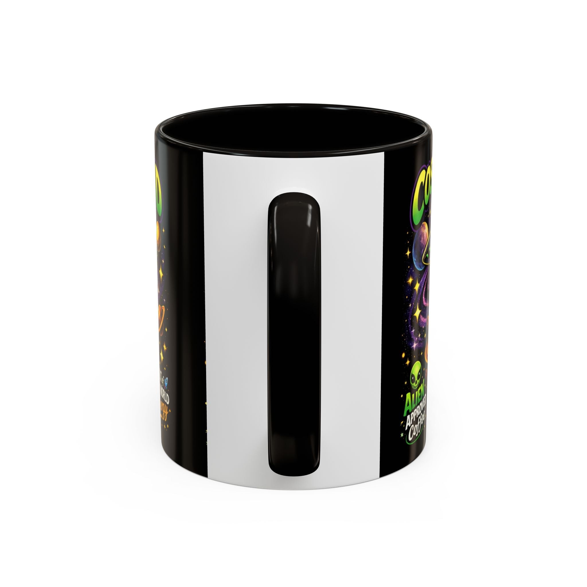 Cosmic Grind Coffee Mug — "Alien Approved" Colorful 11/15oz Ceramic Printify