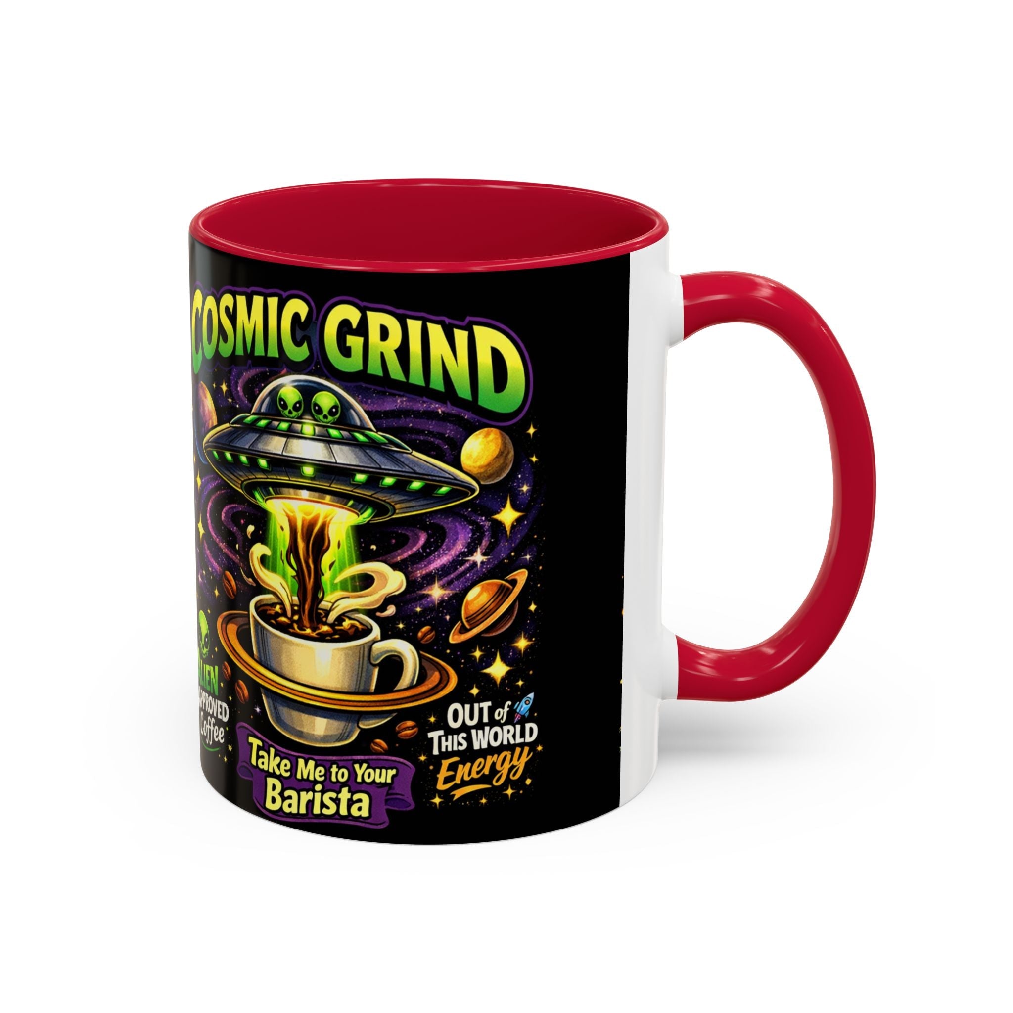 Cosmic Grind Coffee Mug — "Alien Approved" Colorful 11/15oz Ceramic Printify