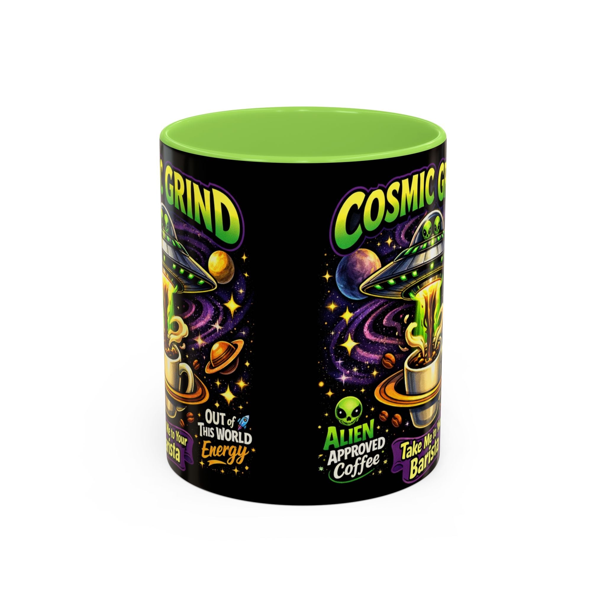 Cosmic Grind Coffee Mug — "Alien Approved" Colorful 11/15oz Ceramic Printify