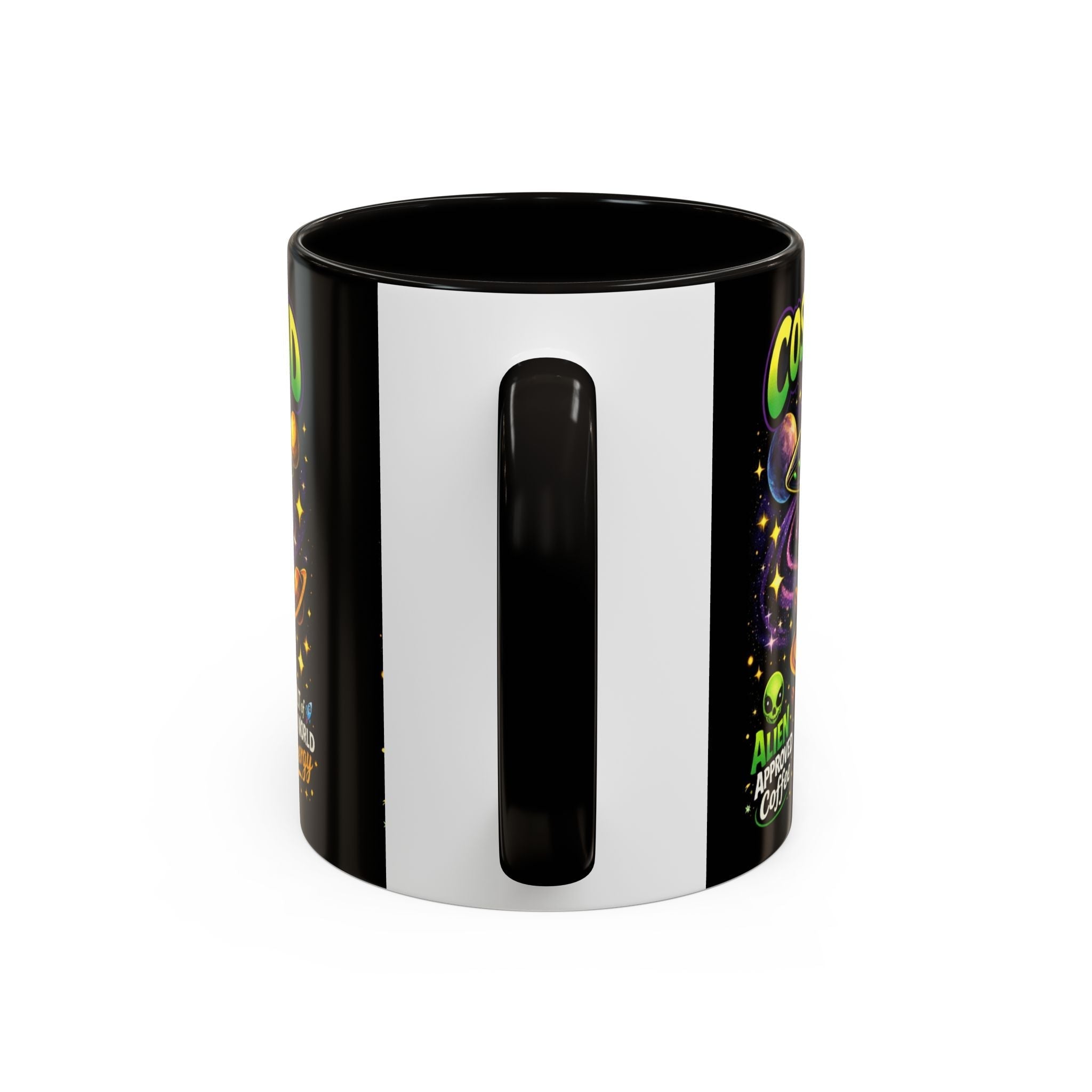 Cosmic Grind Coffee Mug — "Alien Approved" Colorful 11/15oz Ceramic Printify