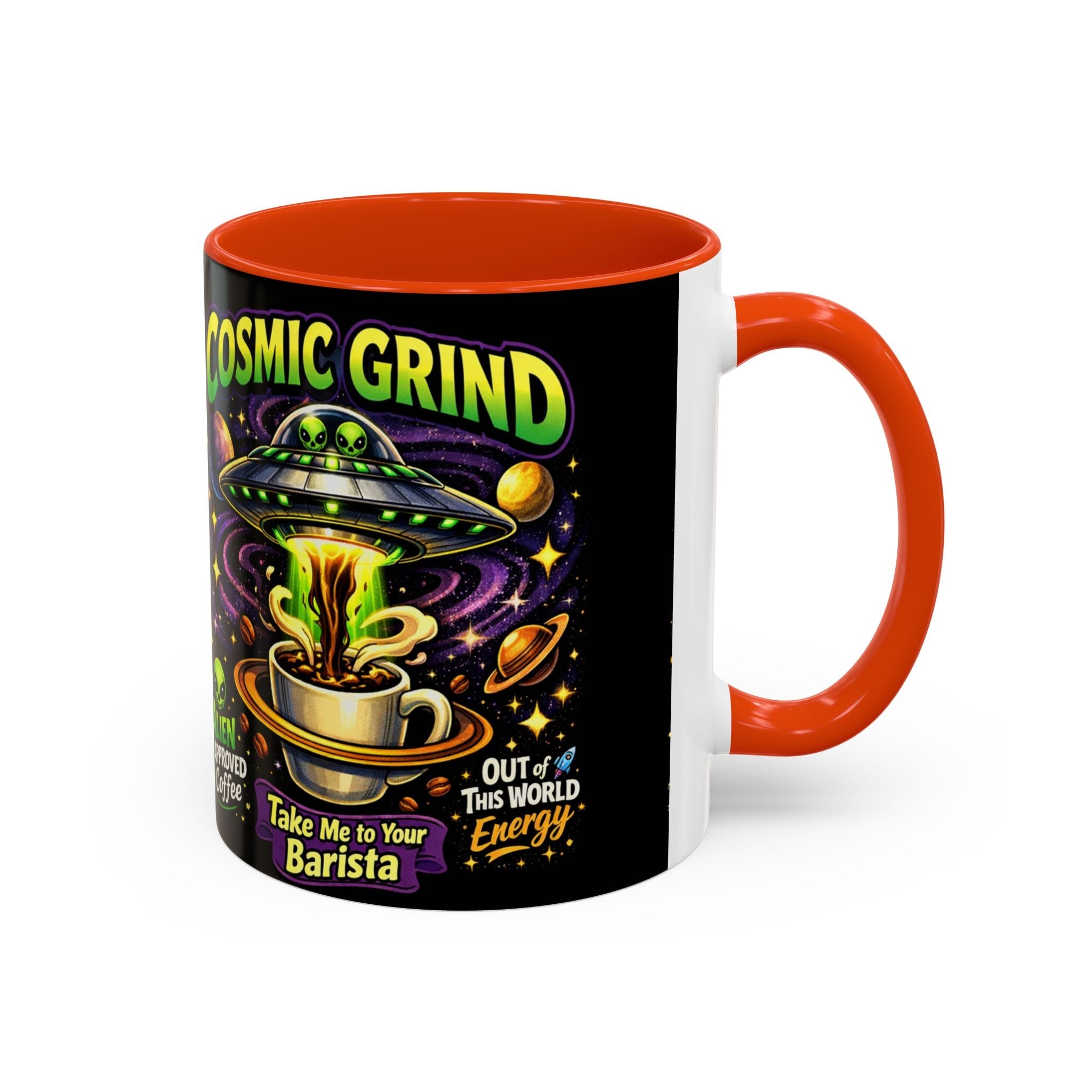 Cosmic Grind Coffee Mug — "Alien Approved" Colorful 11/15oz Ceramic Printify