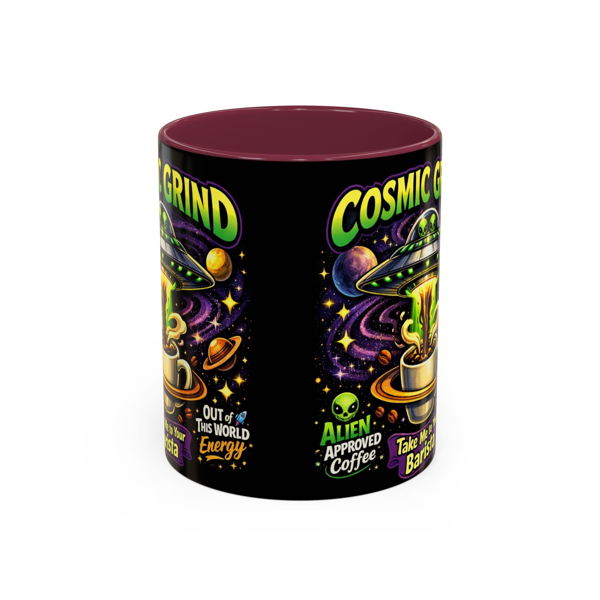 Cosmic Grind Coffee Mug — "Alien Approved" Colorful 11/15oz Ceramic Printify