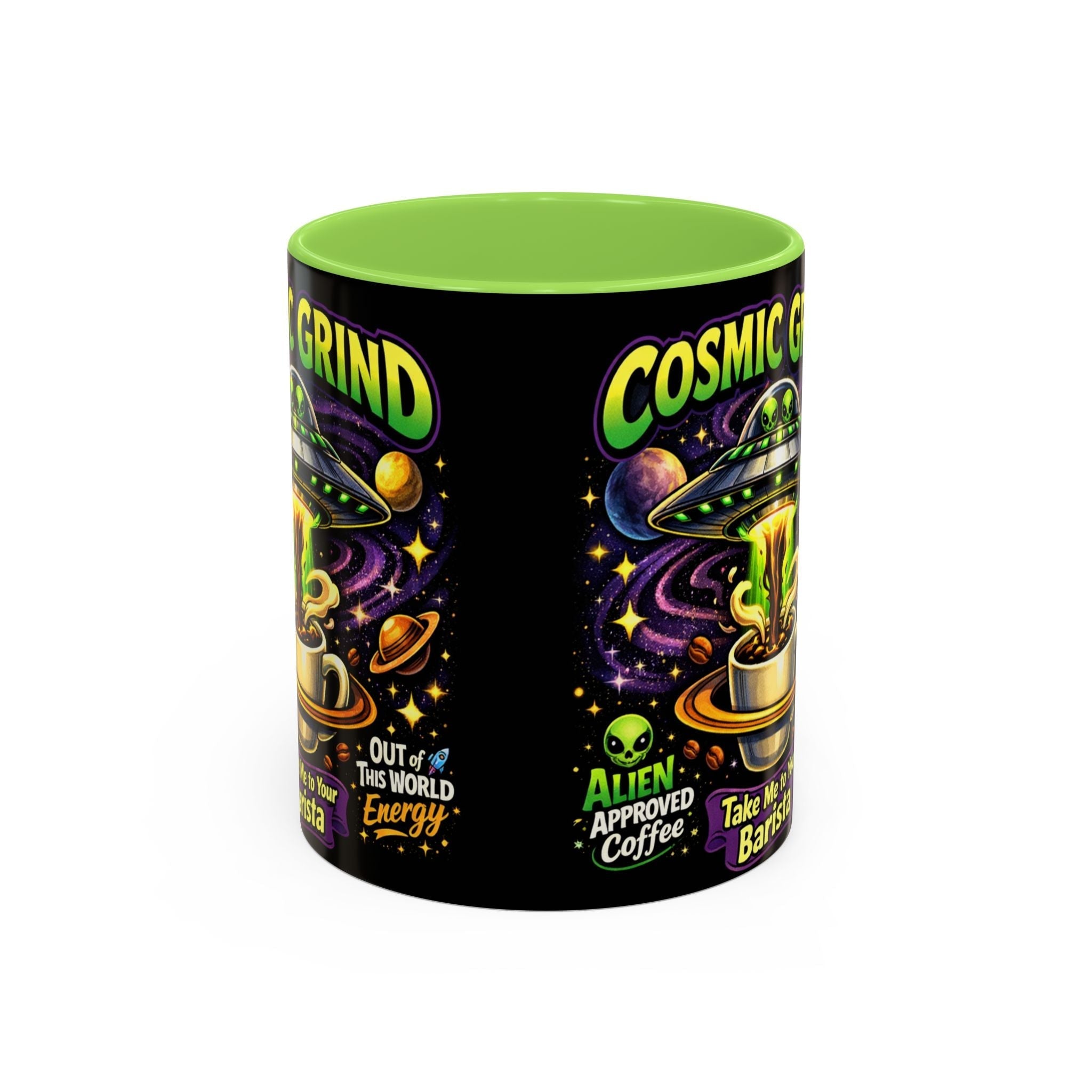 Cosmic Grind Coffee Mug — "Alien Approved" Colorful 11/15oz Ceramic Printify