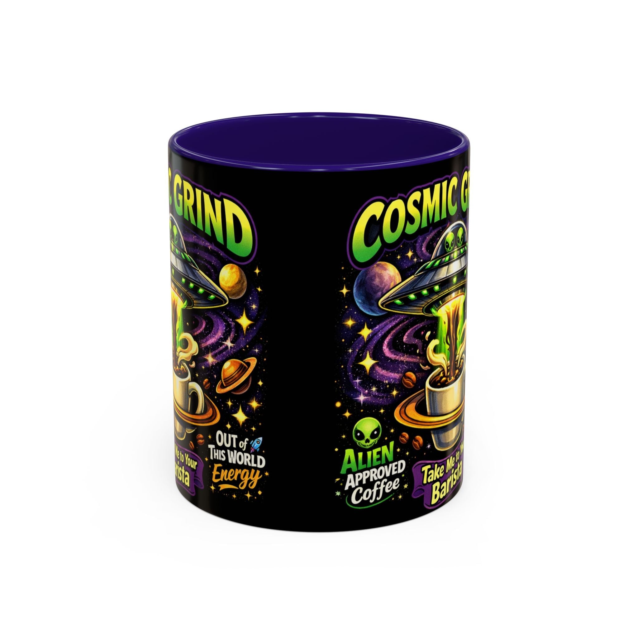 Cosmic Grind Coffee Mug — "Alien Approved" Colorful 11/15oz Ceramic Printify