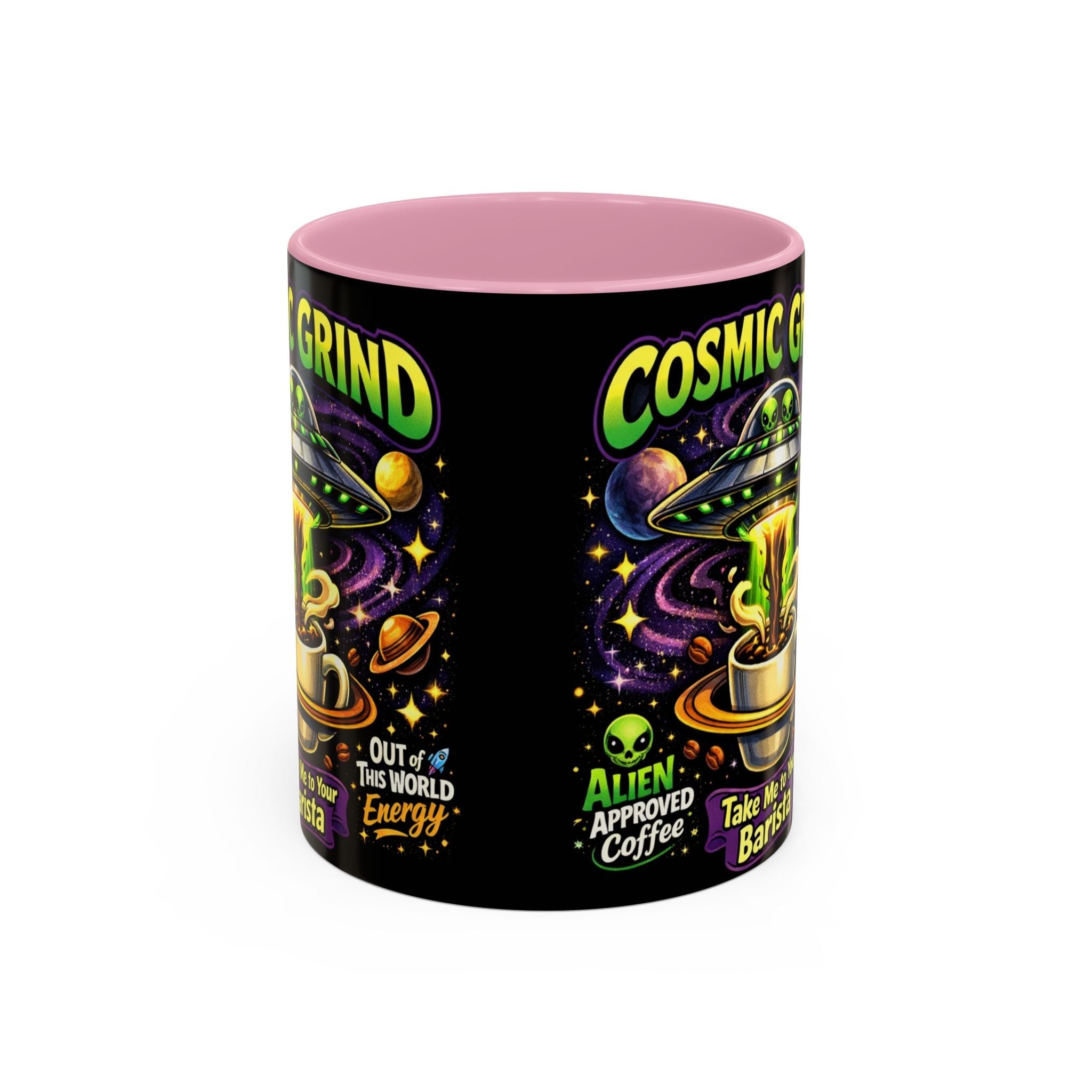 Cosmic Grind Coffee Mug — "Alien Approved" Colorful 11/15oz Ceramic Printify