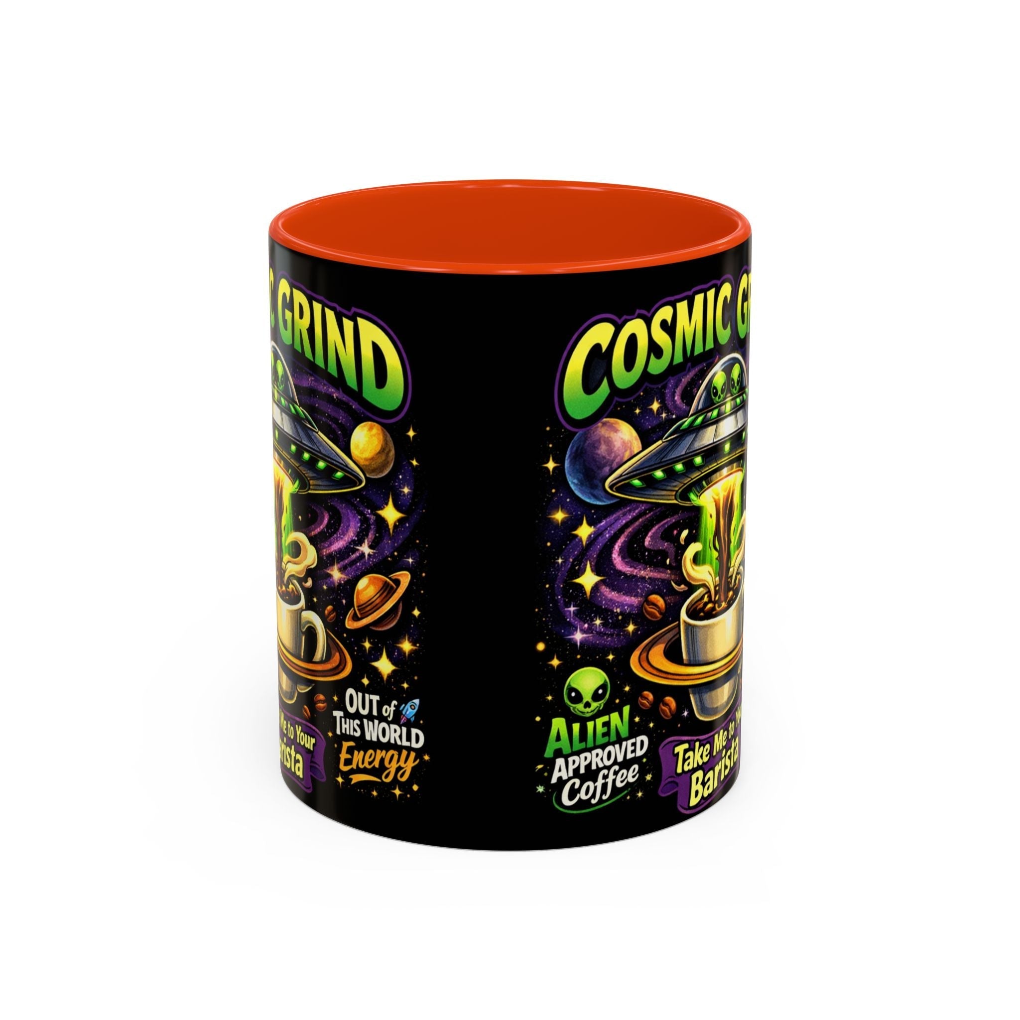 Cosmic Grind Coffee Mug — "Alien Approved" Colorful 11/15oz Ceramic Printify