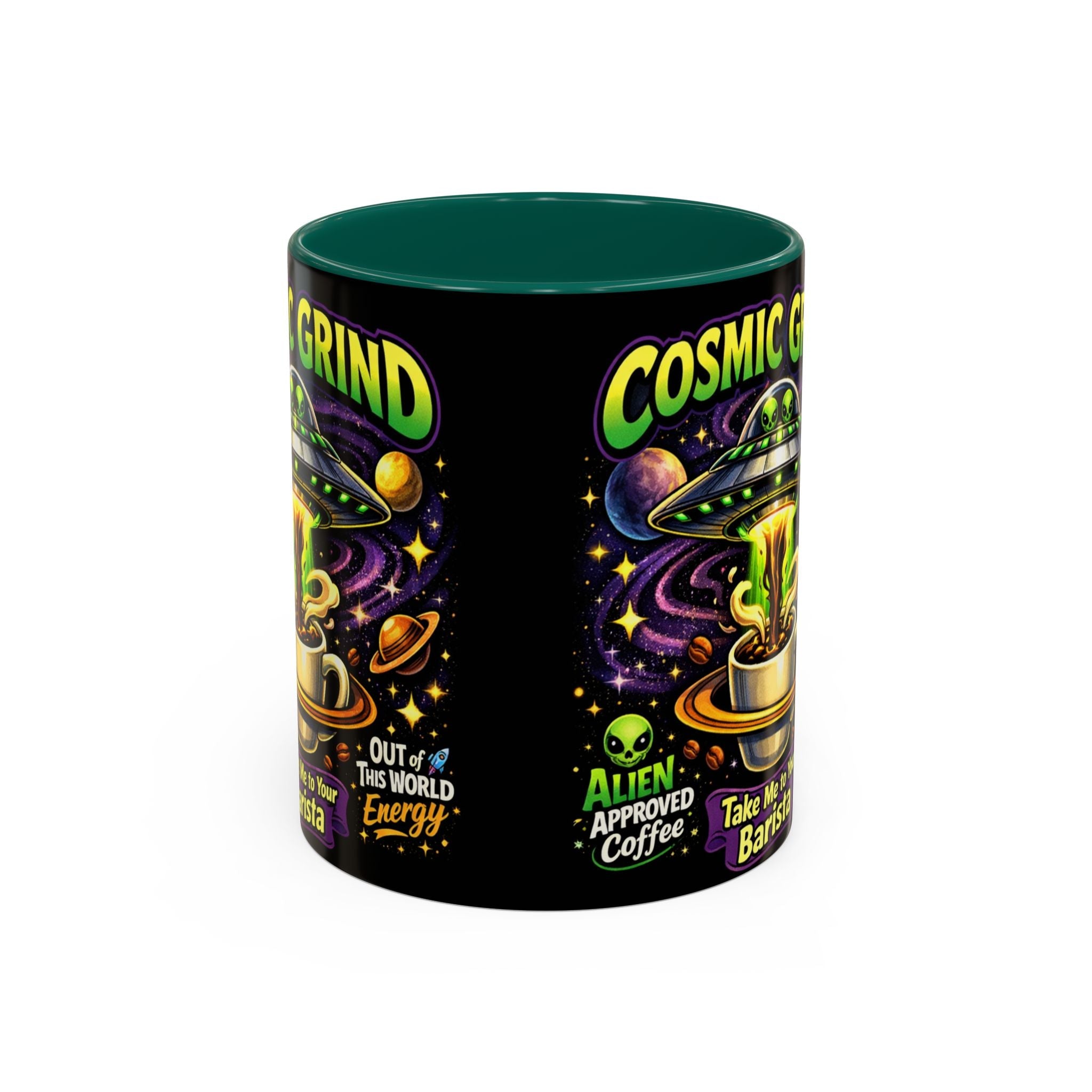 Cosmic Grind Coffee Mug — "Alien Approved" Colorful 11/15oz Ceramic Printify