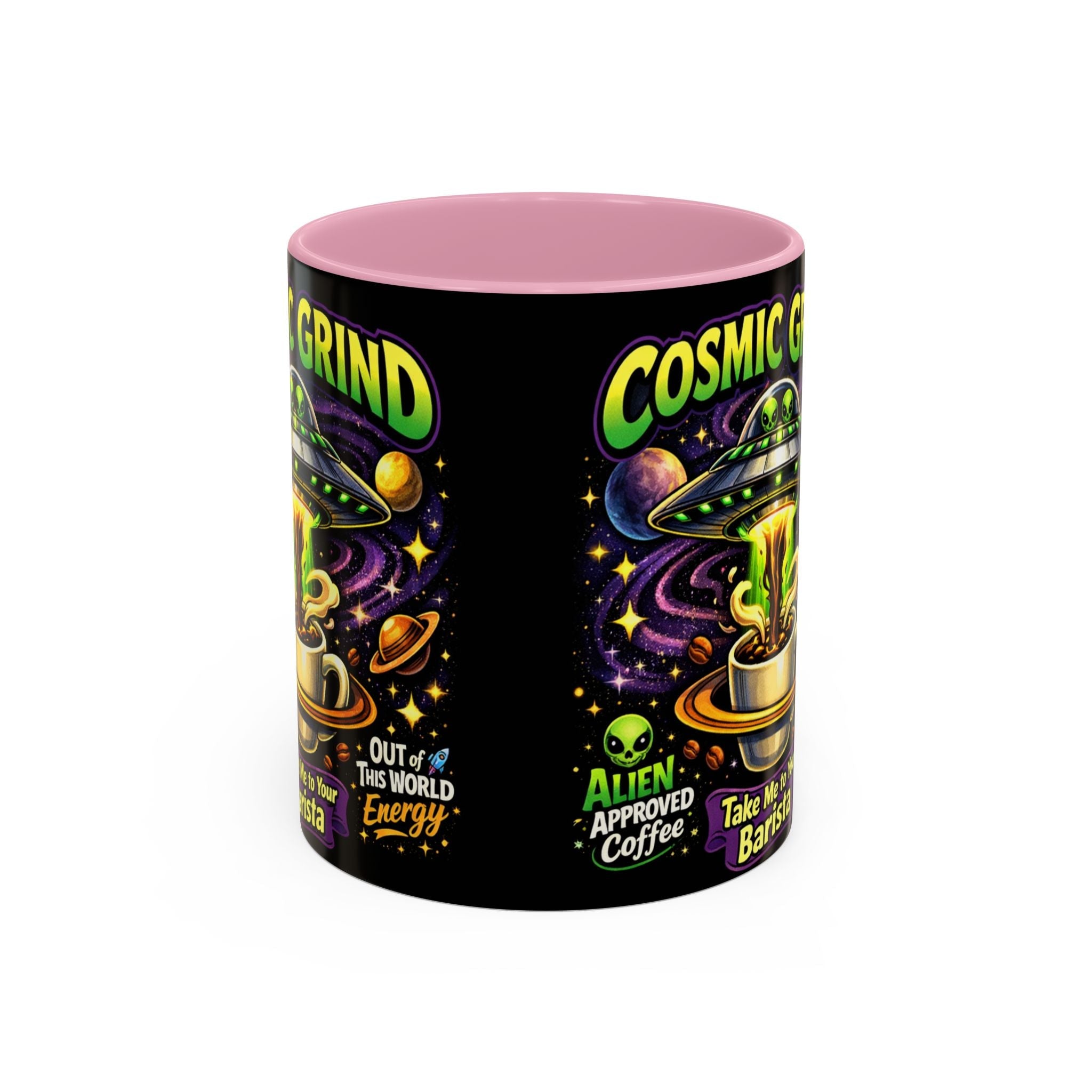 Cosmic Grind Coffee Mug — "Alien Approved" Colorful 11/15oz Ceramic Printify