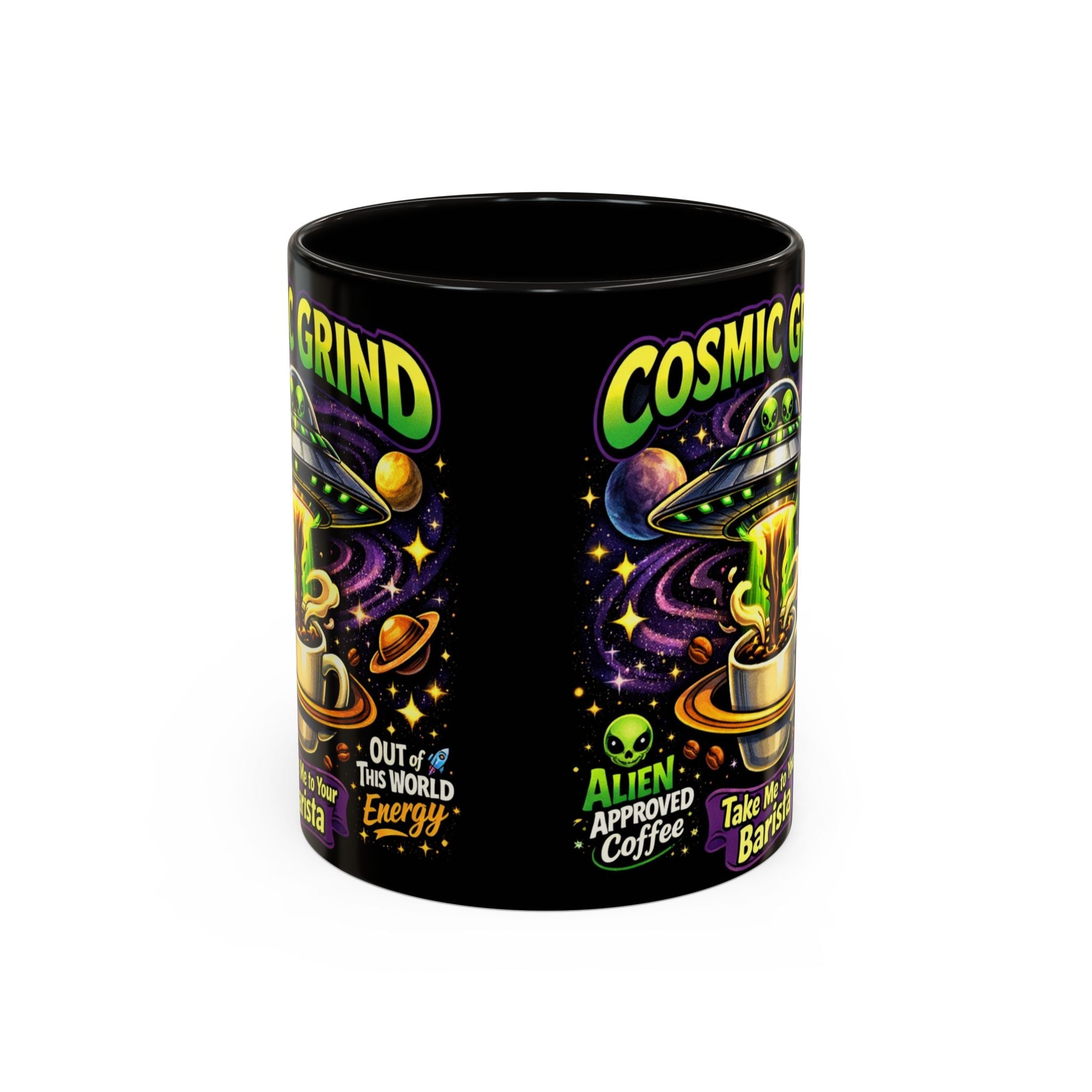 Cosmic Grind Coffee Mug — "Alien Approved" Colorful 11/15oz Ceramic Printify