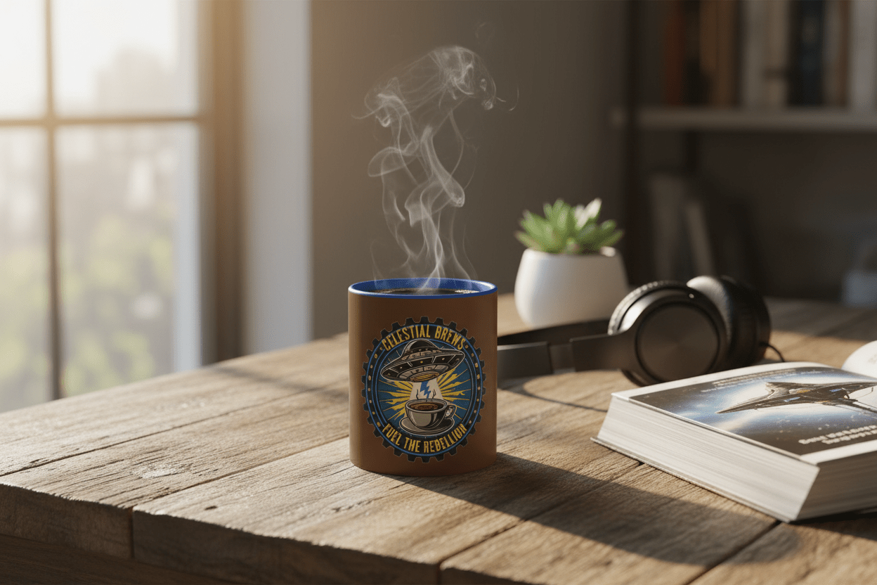 Celestial Brews mug morning lifestyle scene