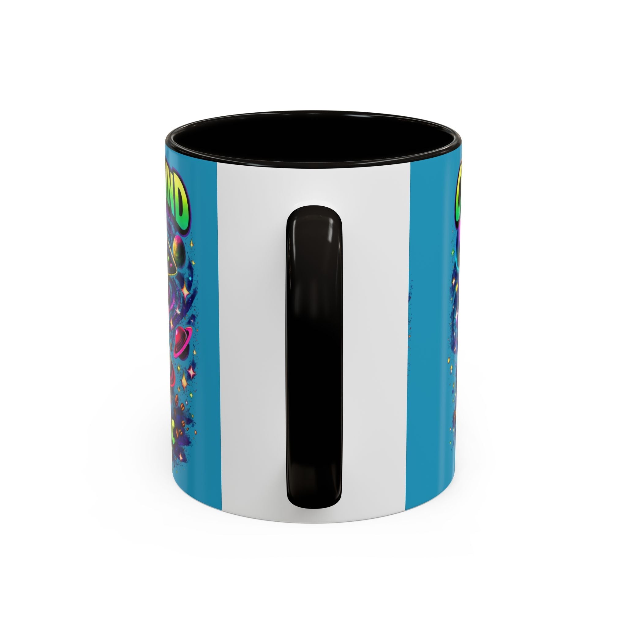Cosmic Grind Coffee Mug — "Too Cosmic for Decaf" Colorful 11oz/15oz Printify