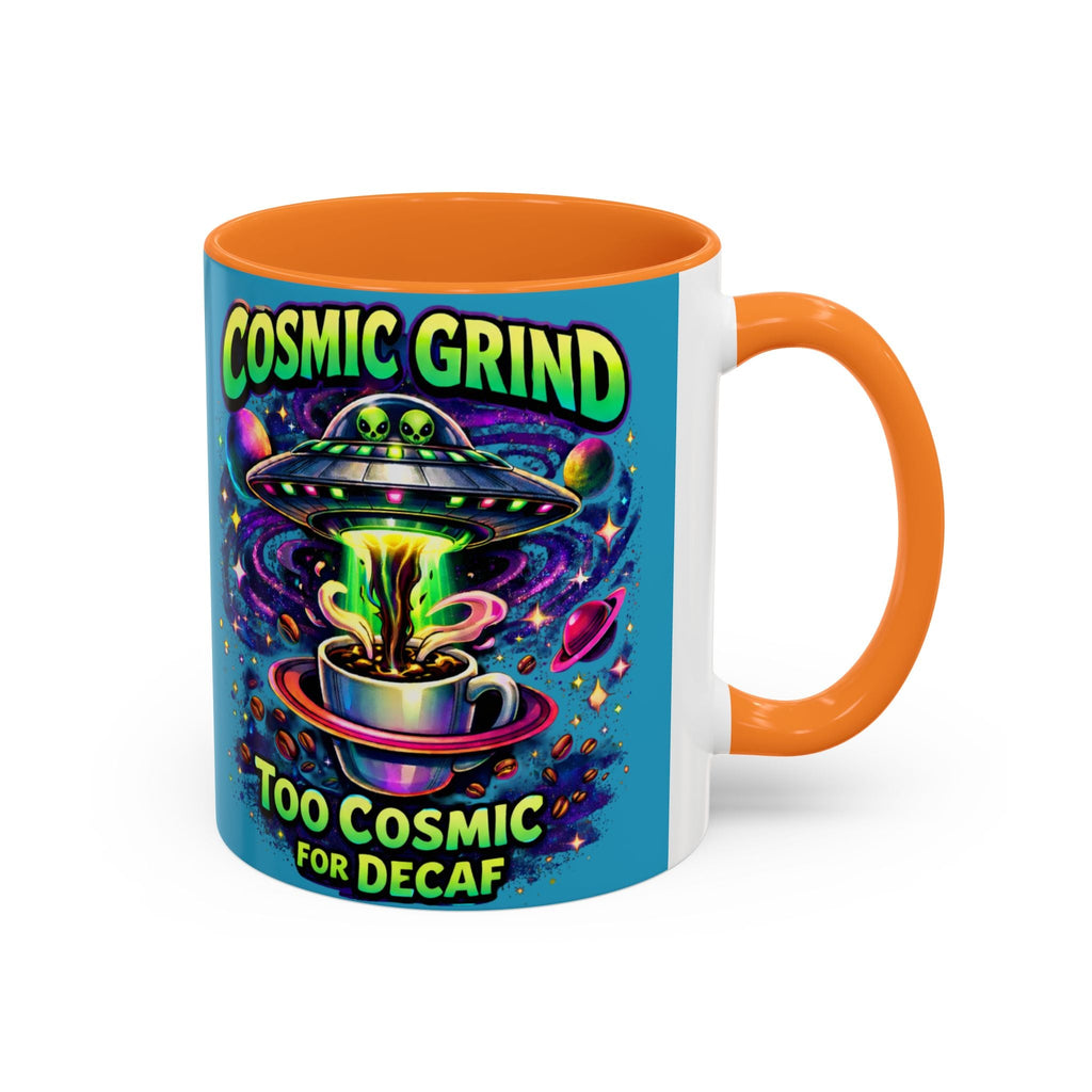 Cosmic Grind Coffee Mug — "Too Cosmic for Decaf" Colorful 11oz/15oz Printify