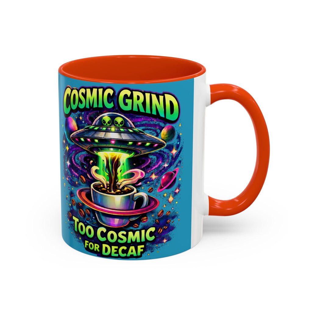 Cosmic Grind Coffee Mug — "Too Cosmic for Decaf" Colorful 11oz/15oz Printify