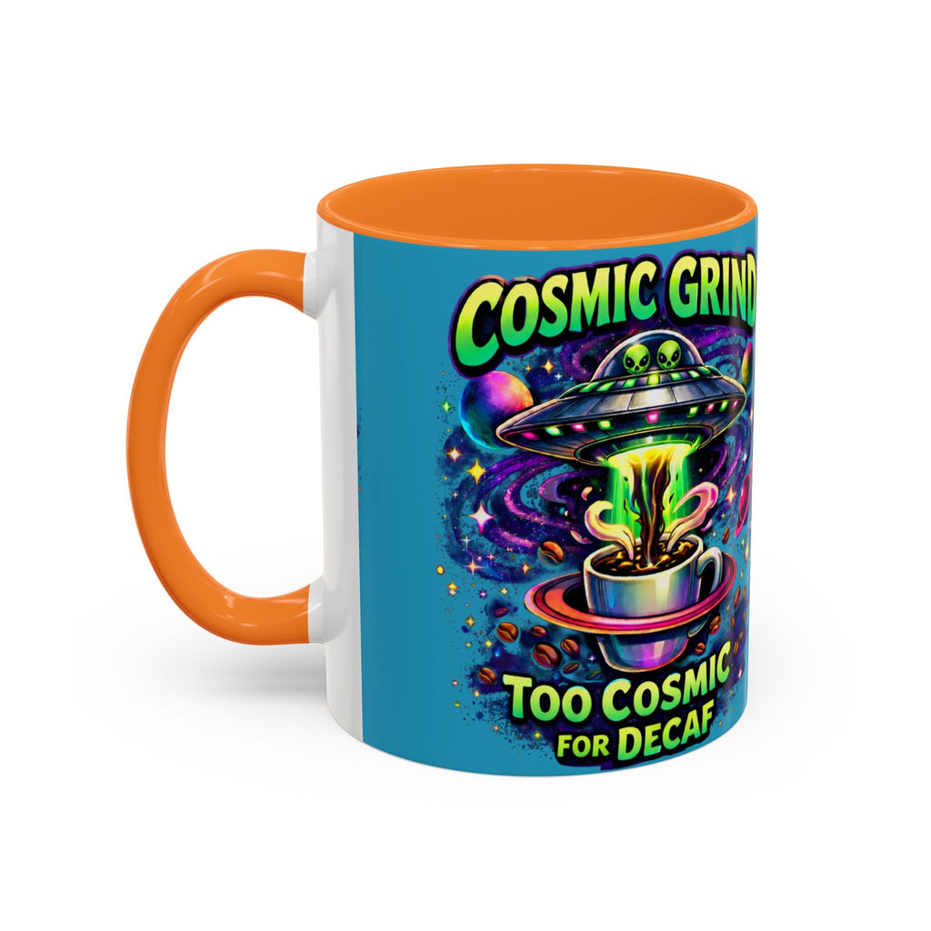 Cosmic Grind Coffee Mug — "Too Cosmic for Decaf" Colorful 11oz/15oz Printify