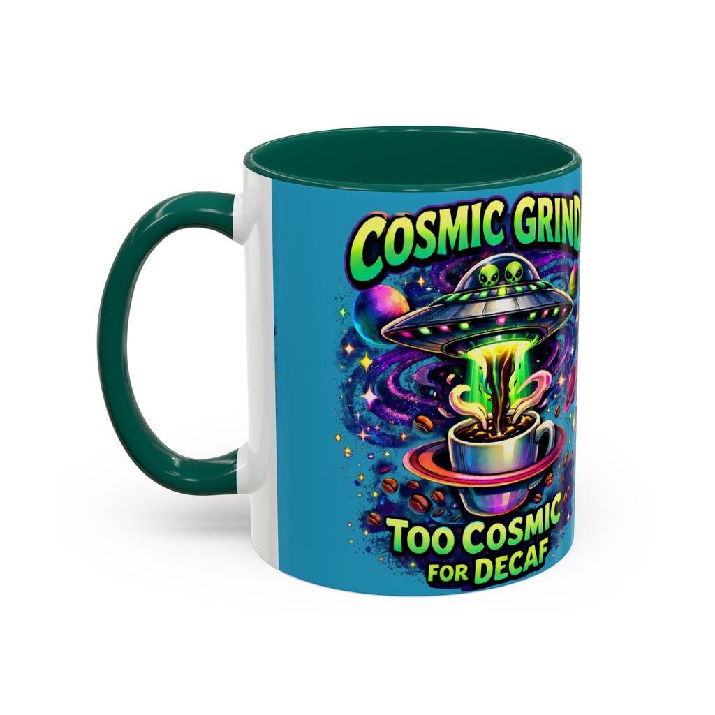 Cosmic Grind Coffee Mug — "Too Cosmic for Decaf" Colorful 11oz/15oz Printify
