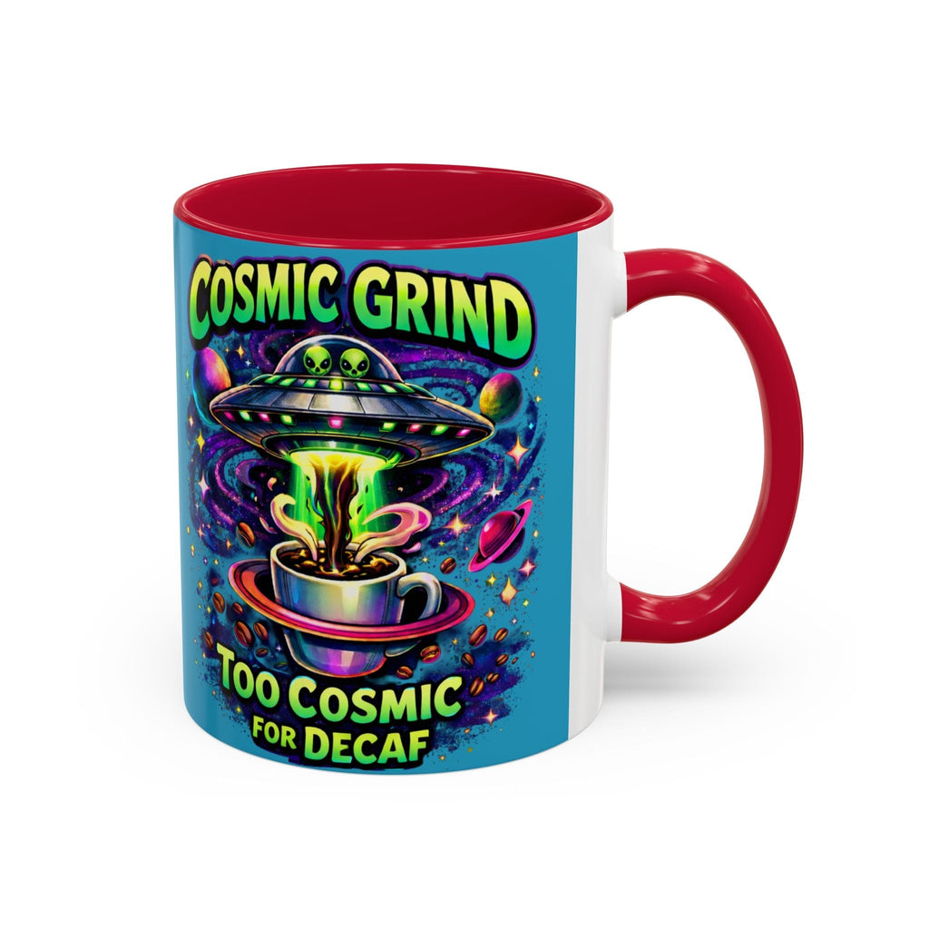 Cosmic Grind Coffee Mug — "Too Cosmic for Decaf" Colorful 11oz/15oz Printify