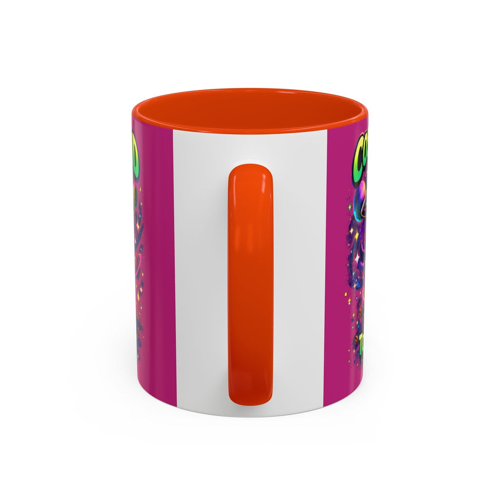 Cosmic Grind Coffee Mug — "Too Cosmic for Decaf" Colorful 11oz/15oz Ceramic Printify