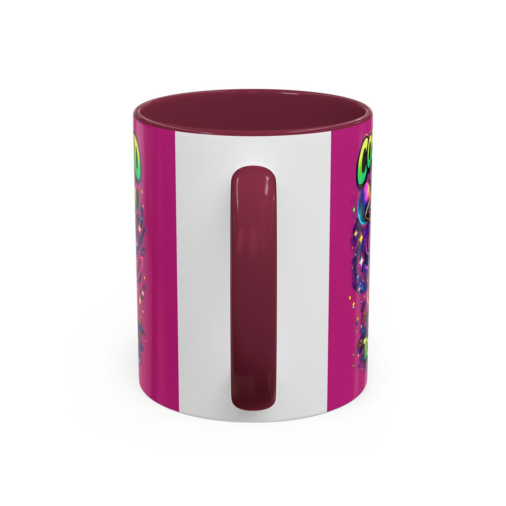 Cosmic Grind Coffee Mug — "Too Cosmic for Decaf" Colorful 11oz/15oz Ceramic Printify