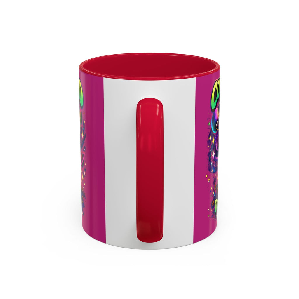 Cosmic Grind Coffee Mug — "Too Cosmic for Decaf" Colorful 11oz/15oz Ceramic Printify