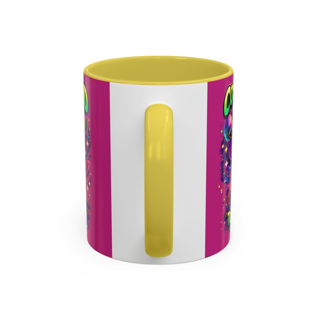 Cosmic Grind Coffee Mug — "Too Cosmic for Decaf" Colorful 11oz/15oz Ceramic Printify