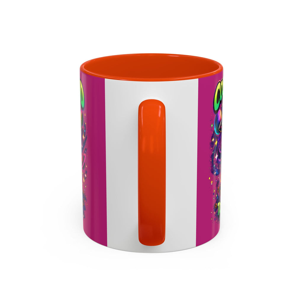 Cosmic Grind Coffee Mug — "Too Cosmic for Decaf" Colorful 11oz/15oz Ceramic Printify