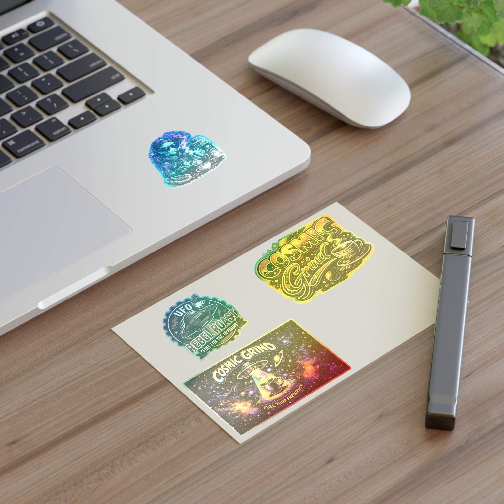 Cosmic Grind Coffee Sticker Sheet — Space Coffee, UFO & Alien Brew Decals Printify