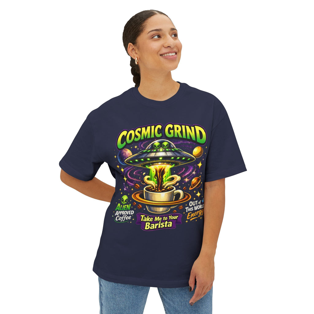 Cosmic Grind Coffee Tee — Alien-Approved UFO Coffee Shirt Printify
