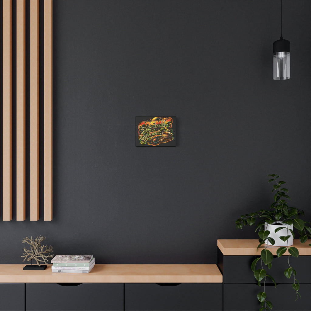 Cosmic Grind Coffee Canvas Print — Retro Space Coffee Wall Art Printify