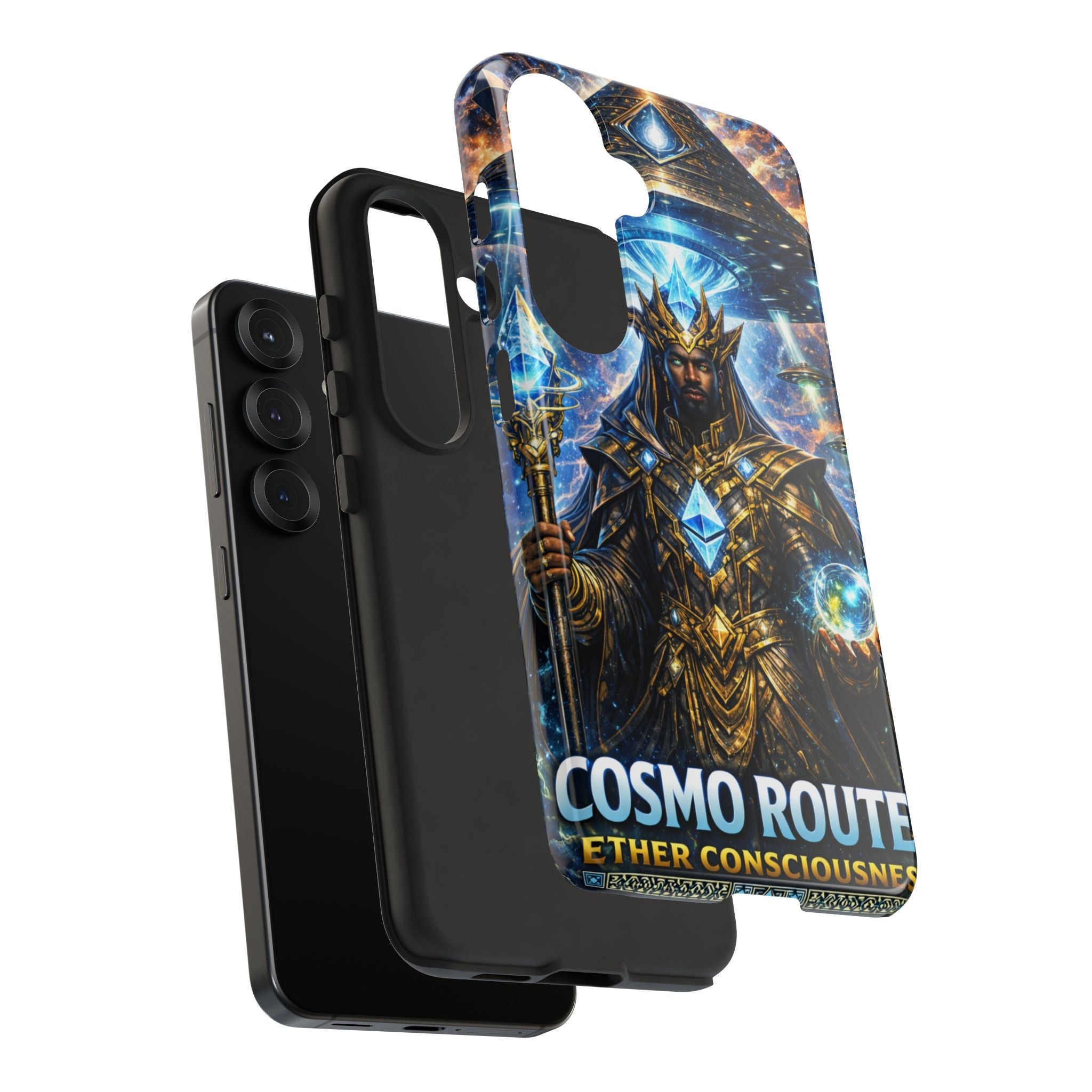 Cosmic King Armor Phone Case — "Cosmo Routes: Ether Consciousness" Printify