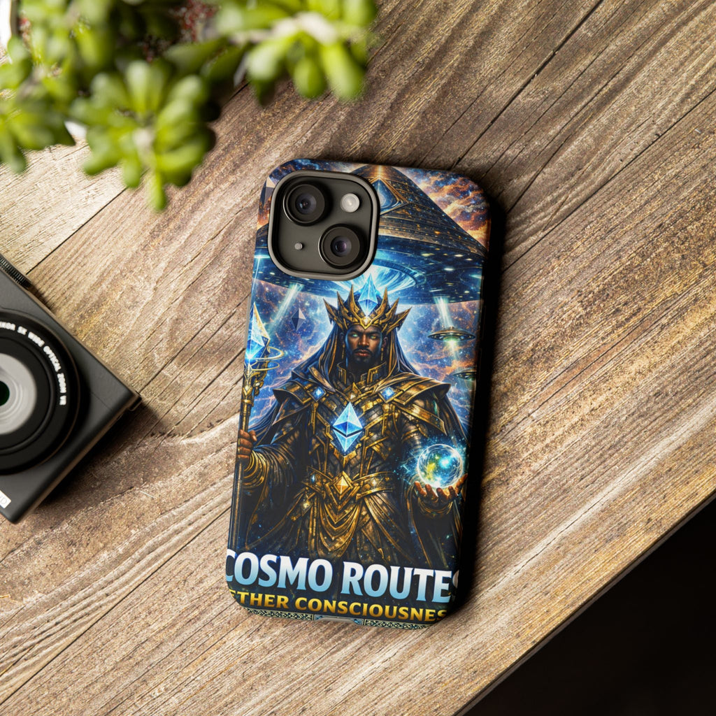 Cosmic King Armor Phone Case — "Cosmo Routes: Ether Consciousness" Printify