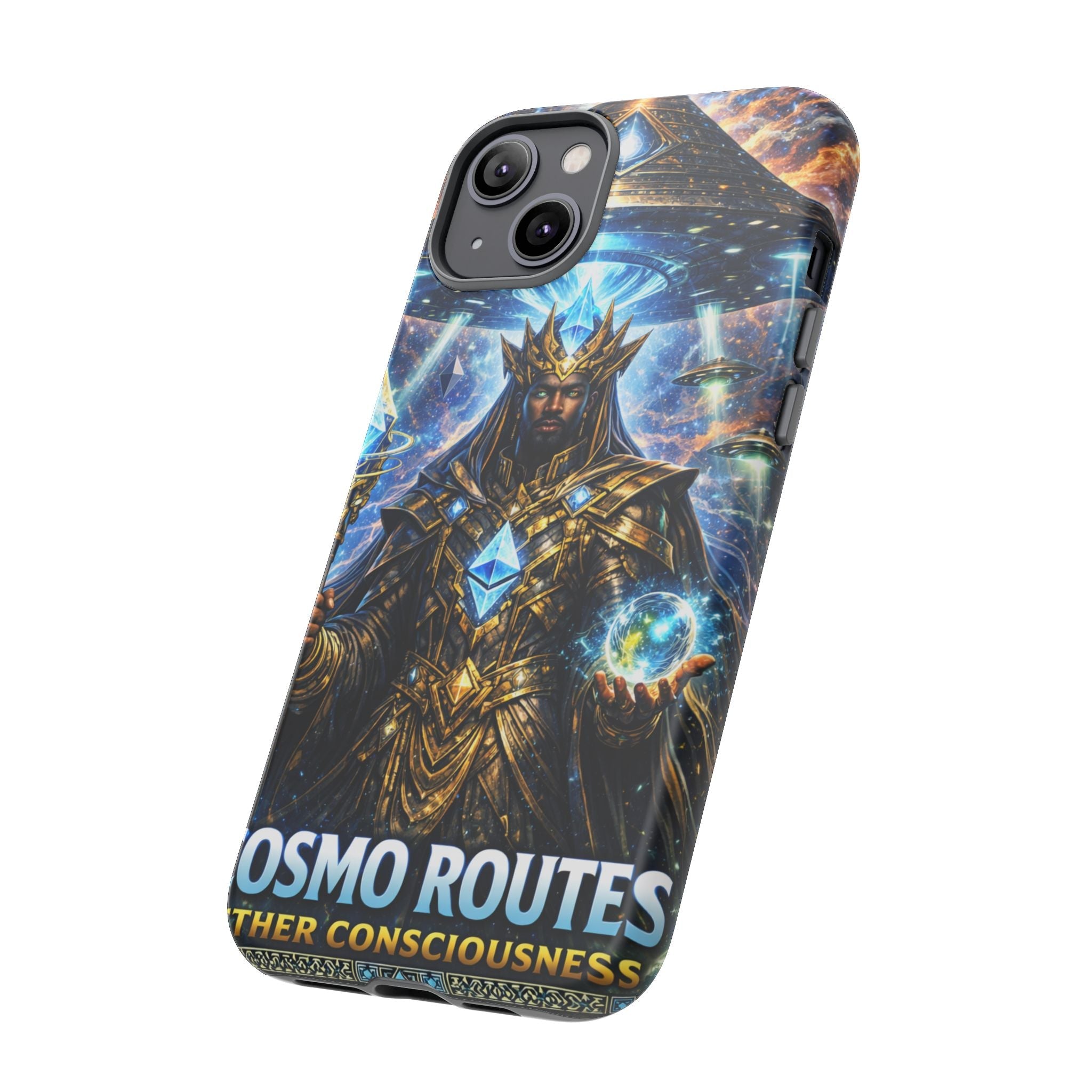 Cosmic King Armor Phone Case — "Cosmo Routes: Ether Consciousness" Printify