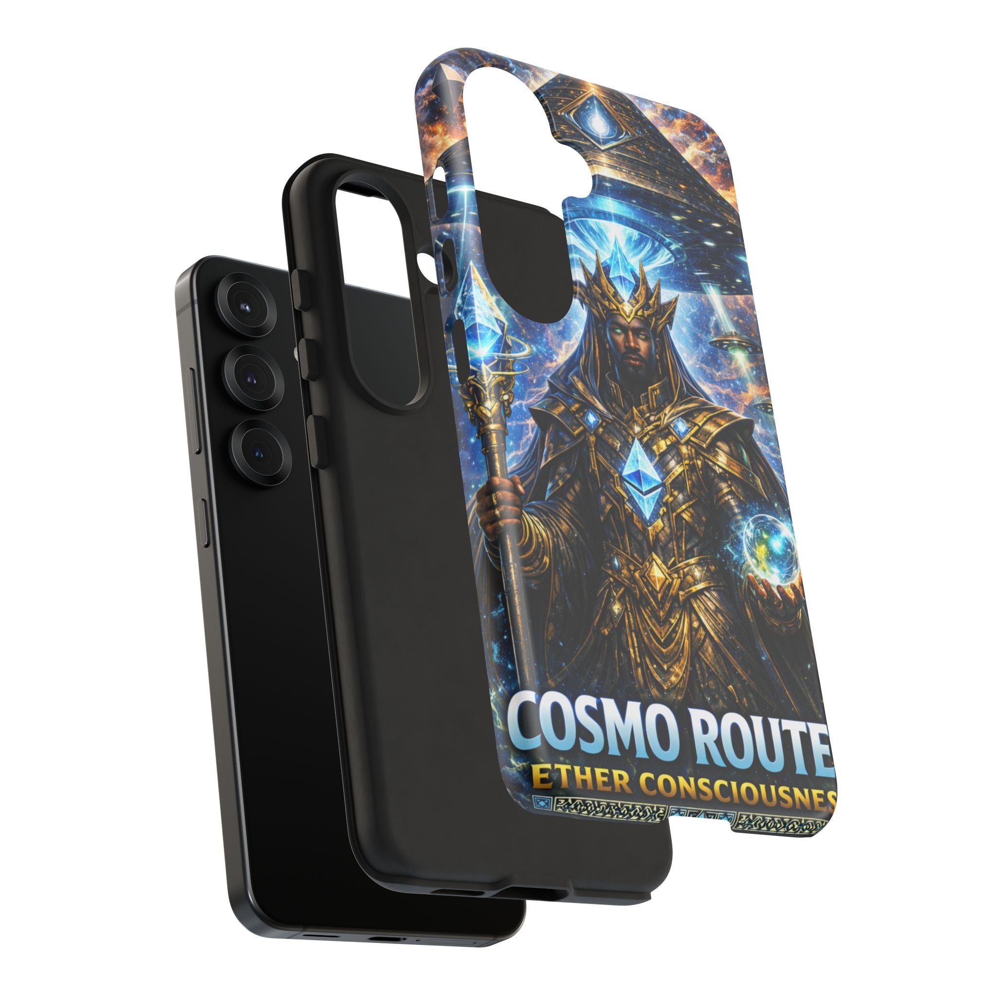 Cosmic King Armor Phone Case — "Cosmo Routes: Ether Consciousness" Printify