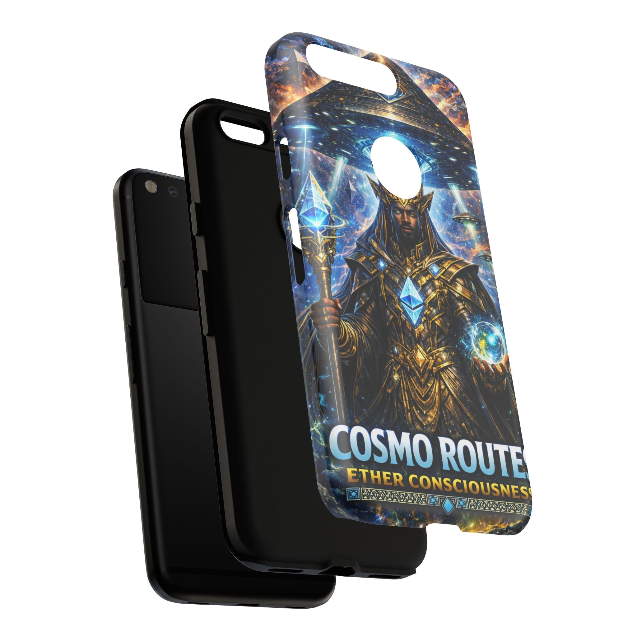 Cosmic King Armor Phone Case — "Cosmo Routes: Ether Consciousness" Printify