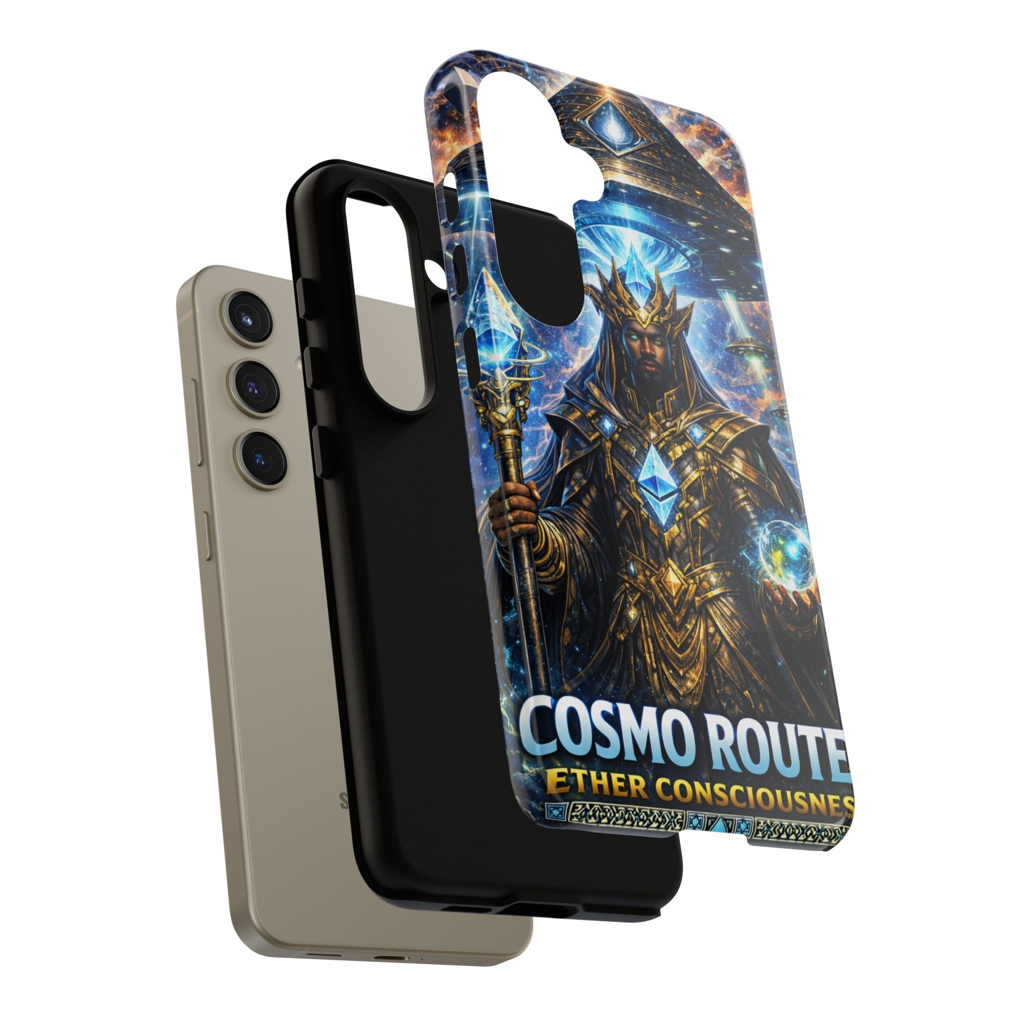 Cosmic King Armor Phone Case — "Cosmo Routes: Ether Consciousness" Printify