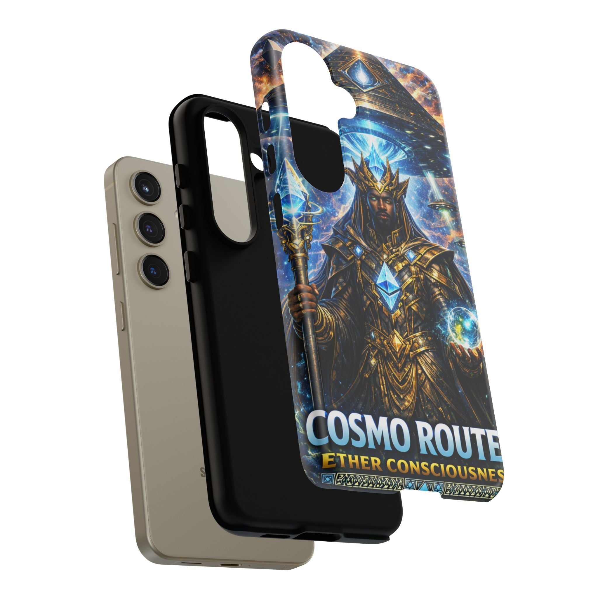 Cosmic King Armor Phone Case — "Cosmo Routes: Ether Consciousness" Printify