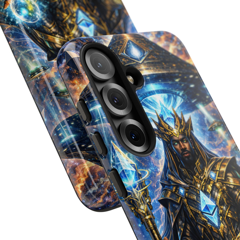 Cosmic King Armor Phone Case — "Cosmo Routes: Ether Consciousness" Printify