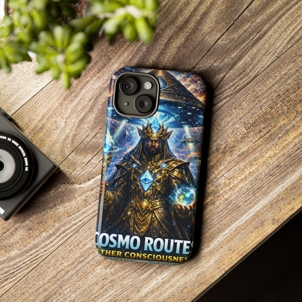 Cosmic King Armor Phone Case — "Cosmo Routes: Ether Consciousness" Printify
