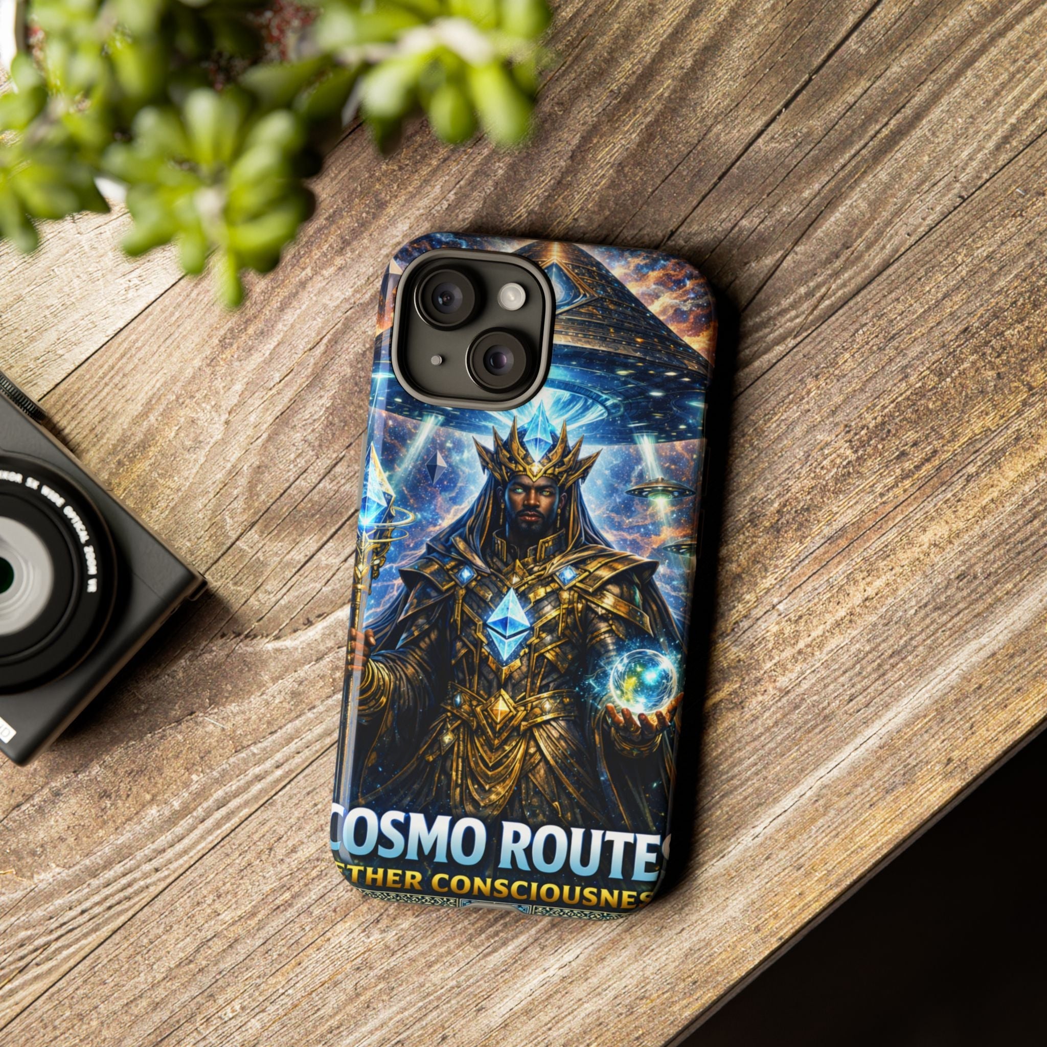 Cosmic King Armor Phone Case — "Cosmo Routes: Ether Consciousness" Printify