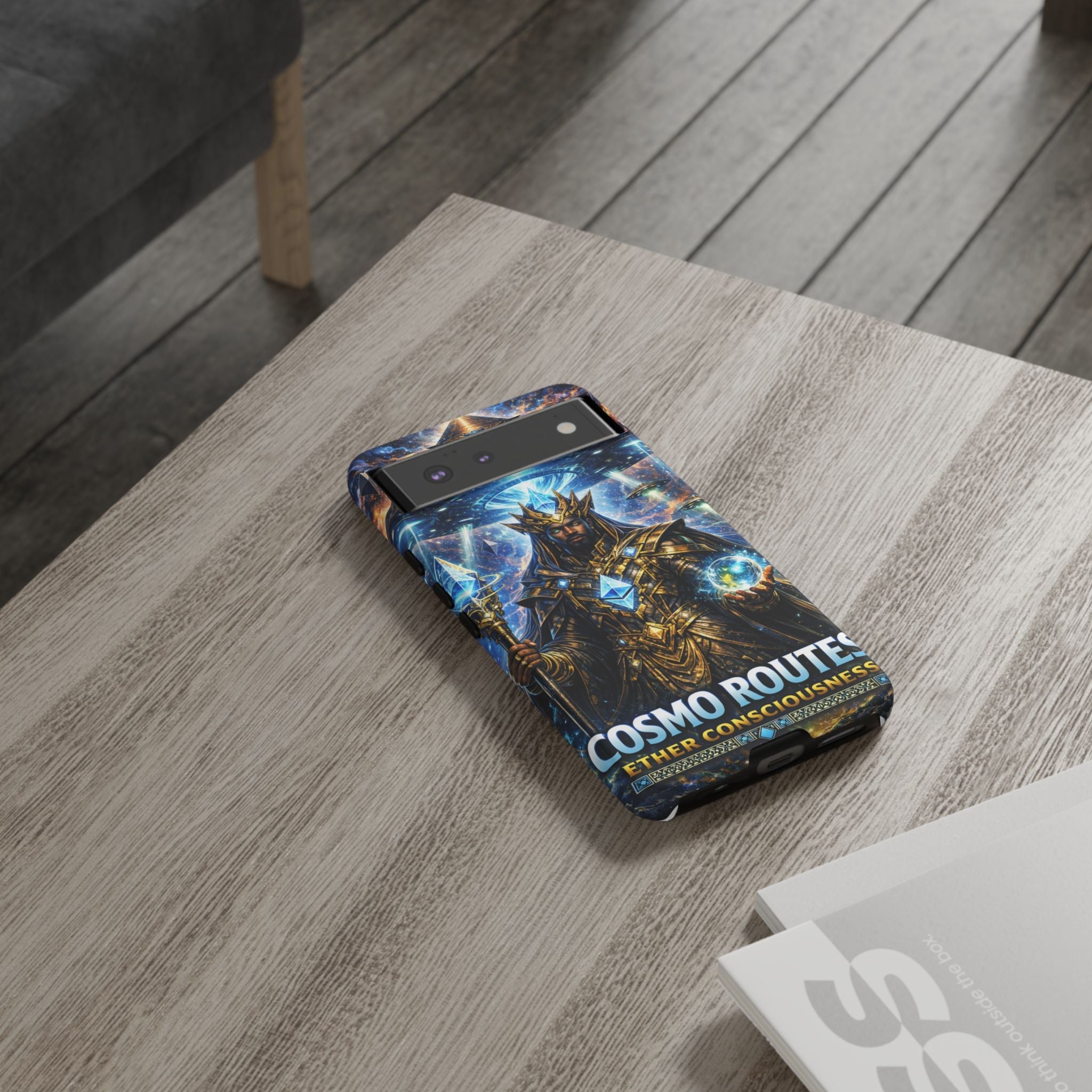 Cosmic King Armor Phone Case — "Cosmo Routes: Ether Consciousness" Printify