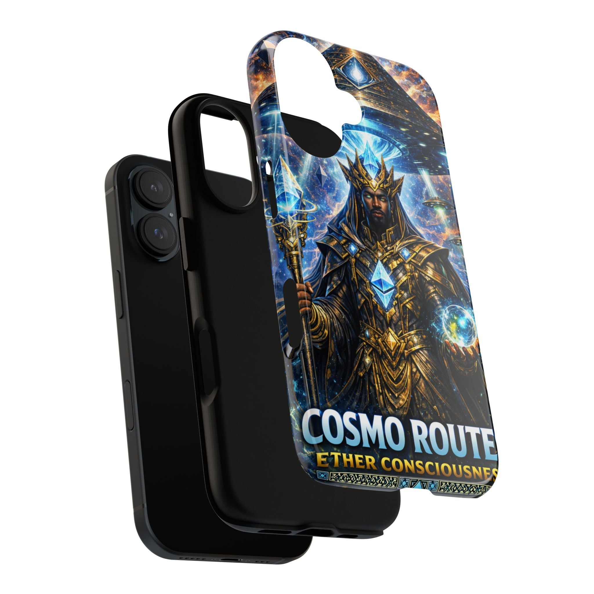 Cosmic King Armor Phone Case — "Cosmo Routes: Ether Consciousness" Printify