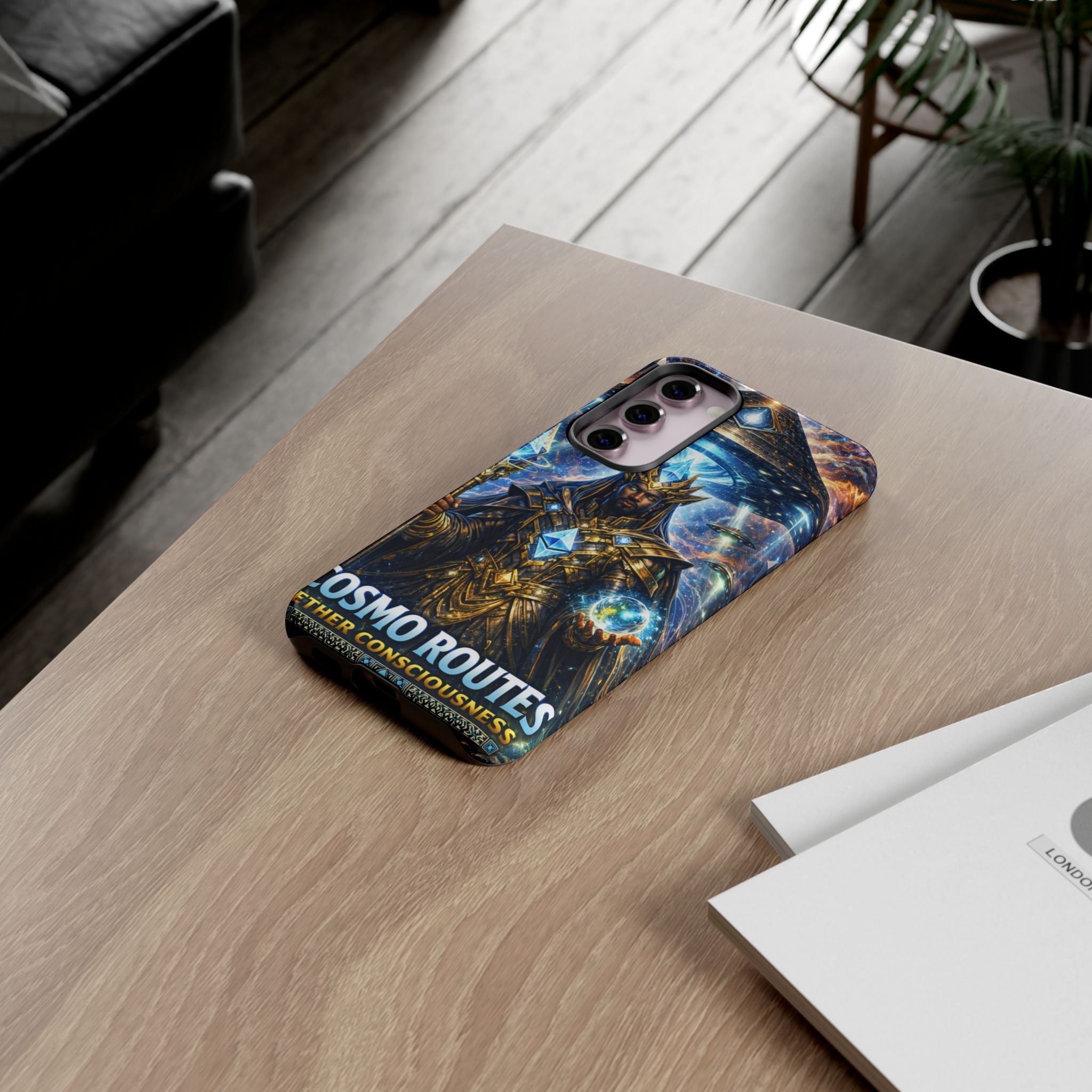 Cosmic King Armor Phone Case — "Cosmo Routes: Ether Consciousness" Printify